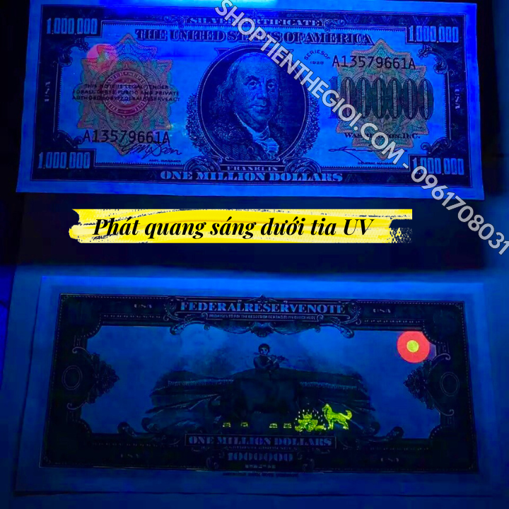 Tiền Lưu Niệm 1 Triệu USD Hình Tổng Thống Benjamin Franklin Dạ Quang